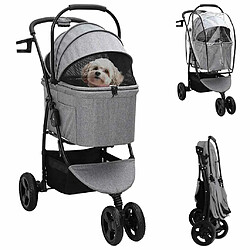 vidaXL Poussette Pliante pour Animaux Gris 78 x 54 x 101 cm Polyester