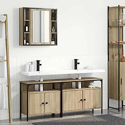 vidaXL Ensemble de mobilier de salle de bain avec étagère 3 pcs Marron 