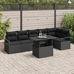 vidaXL Ensemble de canapé de jardin 7 pcs Noir 100 x 55 x 73 cm