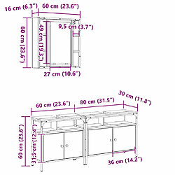 vidaXL Ensemble de mobilier de salle de bain avec étagère 3 pcs Marron pas cher