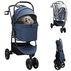 vidaXL Poussette Pliante pour Animaux Bleu 78 x 54 x 101 cm Polyester