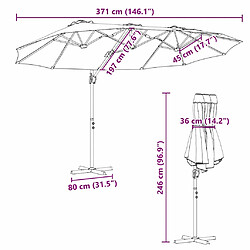 vidaXL Parasol Anthracite 372 x 198 x 243 cm Polyester et Aluminium pas cher