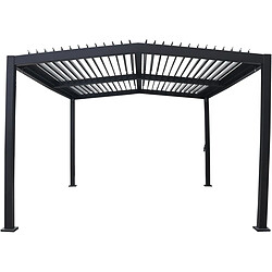 Acheter Habitat Et Jardin Pergola bioclimatique toit 2 pans Victoria en aluminium et métal- 3,5 x 4 m - Gris