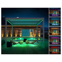 Avis Habitat Et Jardin Pergola bioclimatique motorisé avec led Windsor en aluminium 3 x 4 - Gris