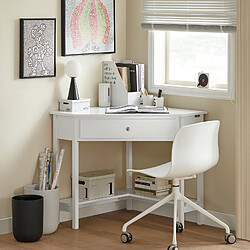 SoBuy Bureau d'Angle Informatique avec Tiroir en Blanc