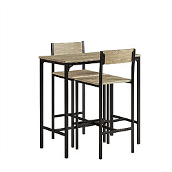 SoBuy Table Bar Compact avec Tabourets pour Petit Espace, Style Industriel Bois et Métal