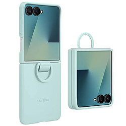 Samsung Coque Officielle pour Galaxy Z Flip 7 avec Anneau Ring Case Soft Touch Bleu