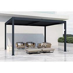 Habitat Et Jardin Pergola bioclimatique motorisé avec led Windsor en aluminium 3 x 4 - Gris