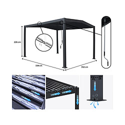 Avis Habitat Et Jardin Pergola bioclimatique toit 2 pans Victoria en aluminium et métal- 3,5 x 4 m - Gris
