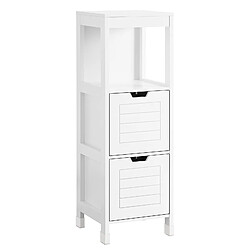 SoBuy Meuble de Salle de Bain Étroit avec 2 Paniers, Bois Blanc