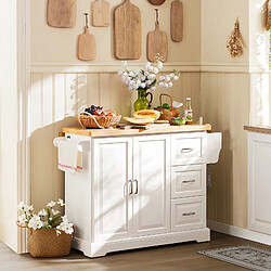 SoBuy Desserte de Cuisine avec Îlot Central à Roulettes et Plan de Travail Extensible