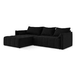 makamii Canapé d’angle 3 places gauche convertible en tissu bouclette - MOKU