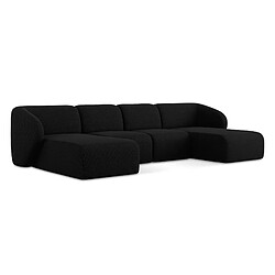 makamii Canapé panoramique 4 places en tissu bouclette - LANI