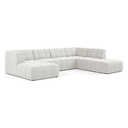 makamii Canapé panoramique 5 places en tissu bouclette - ALOHA