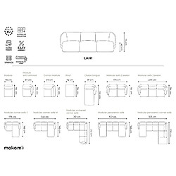 makamii Canapé modulable 3 places en velours - LANI pas cher