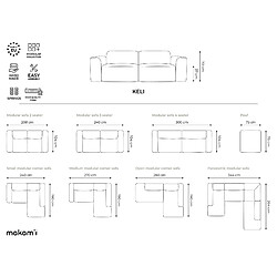 makamii Canapé modulable 3 places en tissu texturé - KELI pas cher