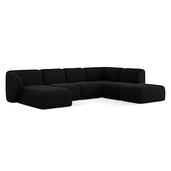 makamii Canapé panoramique 5 places droit en tissu bouclette - LANI