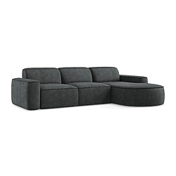 Makamii Canapé modulable 2 places velours - Noir - Canapé modulable 2 places - velours - style scandinave - ressorts Nosag - coussins fournis