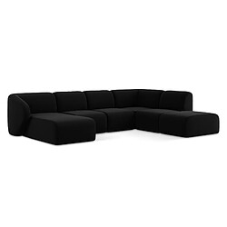 makamii Canapé panoramique 5 places droit en velours - LANI