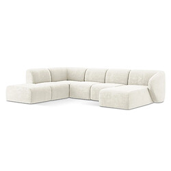 makamii Canapé panoramique 5 places gauche en tissu chenille - LANI