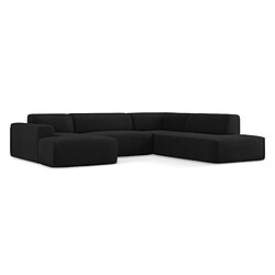 makamii Canapé panoramique 5 places droit en tissu texturé - KELI