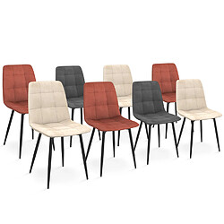 Idmarket Lot de 8 chaises MILA en velou