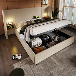 Avis OKWISH Lit coffre 160x200 cm Lit chambre - Beige