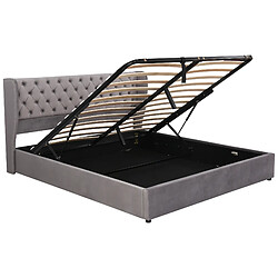 OKWISH Lit coffre 180x200 cm - Lit coffre double - Gris