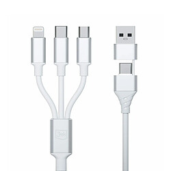 Câble de données 3-en-1 3MK Lightning/microUSB/USB-C 1,5m Blanc