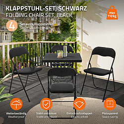Ecd Germany Lot de 4 chaises pliantes noir rembourrées cadre métallique pour jardin camping