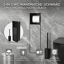 LuxeBath Module d'armoire encastré pour brosse WC porte-papier 200x600cm en acier noir