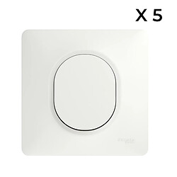 Schneider Electric Lot 5 interrupteurs va-et-vient brochables + plaque - blanc - Ovalis - Schneider