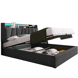 OKWISH Lit coffre 160x200 cm Lit modulable - Gris