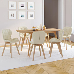 Idmarket Chaises ROBINE beige - Lot de 6 chaises ROBINE en tissu beige pour salle à manger
