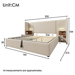 Acheter OKWISH Lit coffre 160x200 cm Lit chambre - Beige