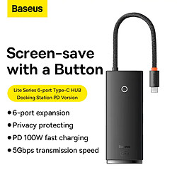 Acheter Hub USB-C Baseus Lite 6-en-1 4K 30Hz Noir