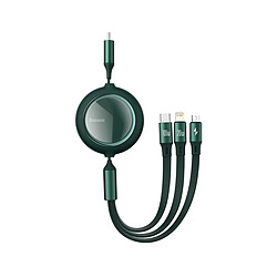 Câble de données Baseus USB-C 3 en 1 micro USB / USB-C / Lightning 1,2m Vert