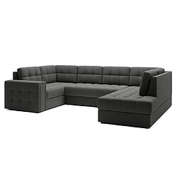 Acheter Bestmobilier Canapé panoramique d'angle gauche convertible - Gris