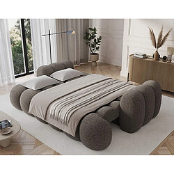 Bestmobilier Dorian - Canapé droit 3 places convertible avec coffre en tissu bouclette