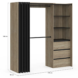 Avis Idmarket Dressing extensible MARTY 120/170 x 50 x 180 cm hêtre