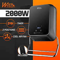 Warmtech Radiateur soufflant mural sèche serviettes 2000W avec façade en verre.