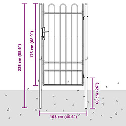 vidaXL Porte de Clôture BOXTEL 103 x 225 cm Acier enduit de poudre pas cher