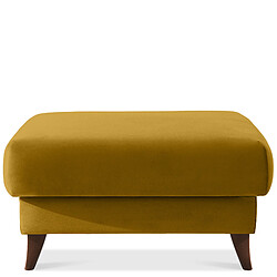 Konsimo Pouf scandinave en velours - Jaune Pouf carré - style scandinave - revêtement velours - rembourrage mousse froide