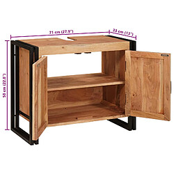 vidaXL Meuble sous évier Marron 71 x 33 x 58 cm Bois d'Acacia Massif pas cher