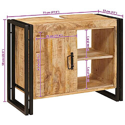 vidaXL Meuble sous évier Marron 71 x 33 x 58 cm Bois de mangue massif pas cher
