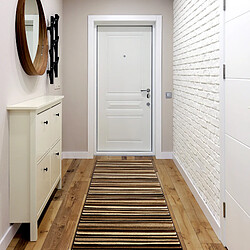 Avis RUGSX Tapis de couloir ROYAL 5374 RAYURES ONDULÉES beige marron 100cm 100x640 cm