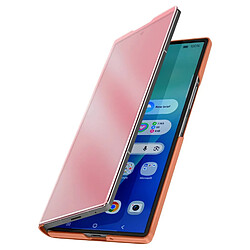 Avizar Étui de Protection pour Galaxy Z Fold 7 Clear View avec Support Vidéo Rose