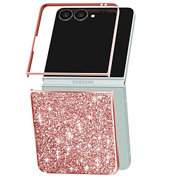 Avizar Coque pour Samsung Galaxy Z Flip 7 Pailletée Scintillante Ultra-Chic Rose champagne