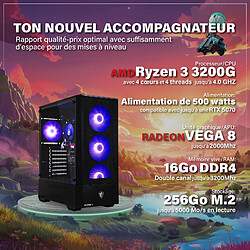 HYPER BYTE - Gaming PC / Ordinateur - AMD Ryzen 3 3200G - Vega 8 - 16GO DDR4 - 256GO SSD - Wifi - Win11 Pro