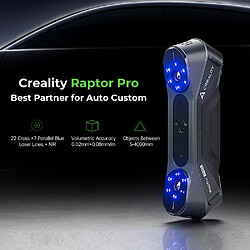 Acheter Scanner 3D Creality Raptor Pro - Laser Bleu NIR, Précision 0,02 mm, Vitesse de Numérisation 60 ips | Couleur 24 bits, Anti-Tremblement